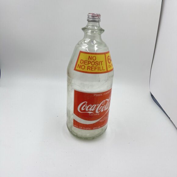 VTG Coca Cola 64OZ  No Deposit Glass Plastic Coated Bottle Rare VINTAGE - Picture 1 of 9